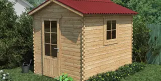 Abri de jardin en bois couvert de plaques ONDULINE 9S rouges